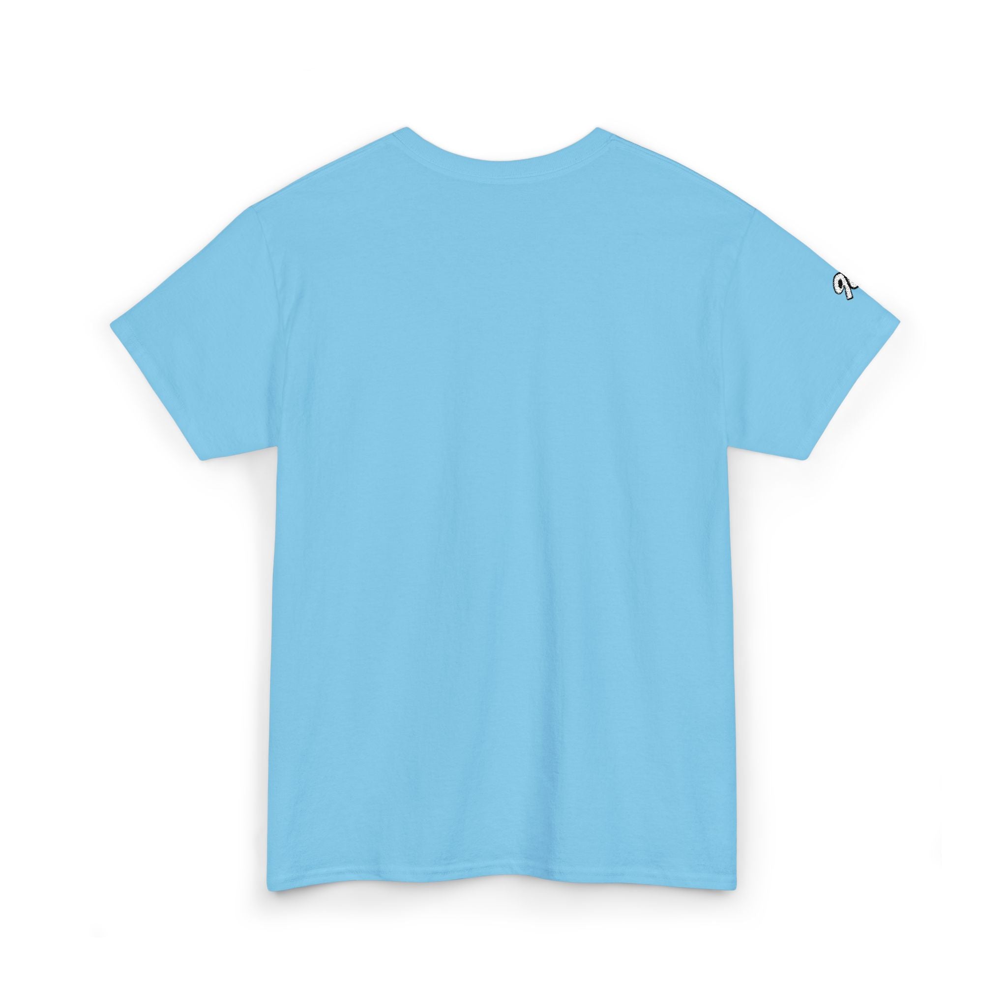 Minimalist Tiny Script Tee — Small Chest Text & Sleeve Logo Cotton T-Shirt