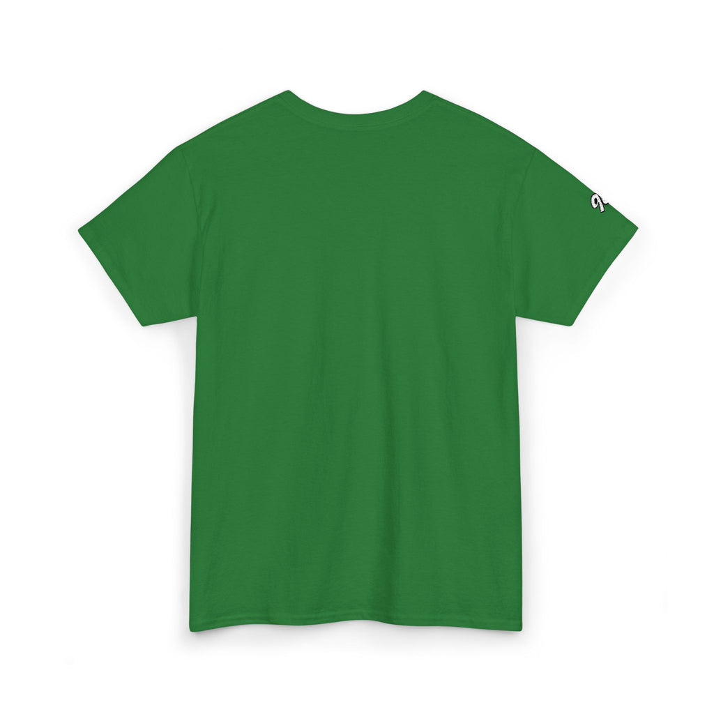 Minimalist Tiny Script Tee — Small Chest Text & Sleeve Logo Cotton T-Shirt