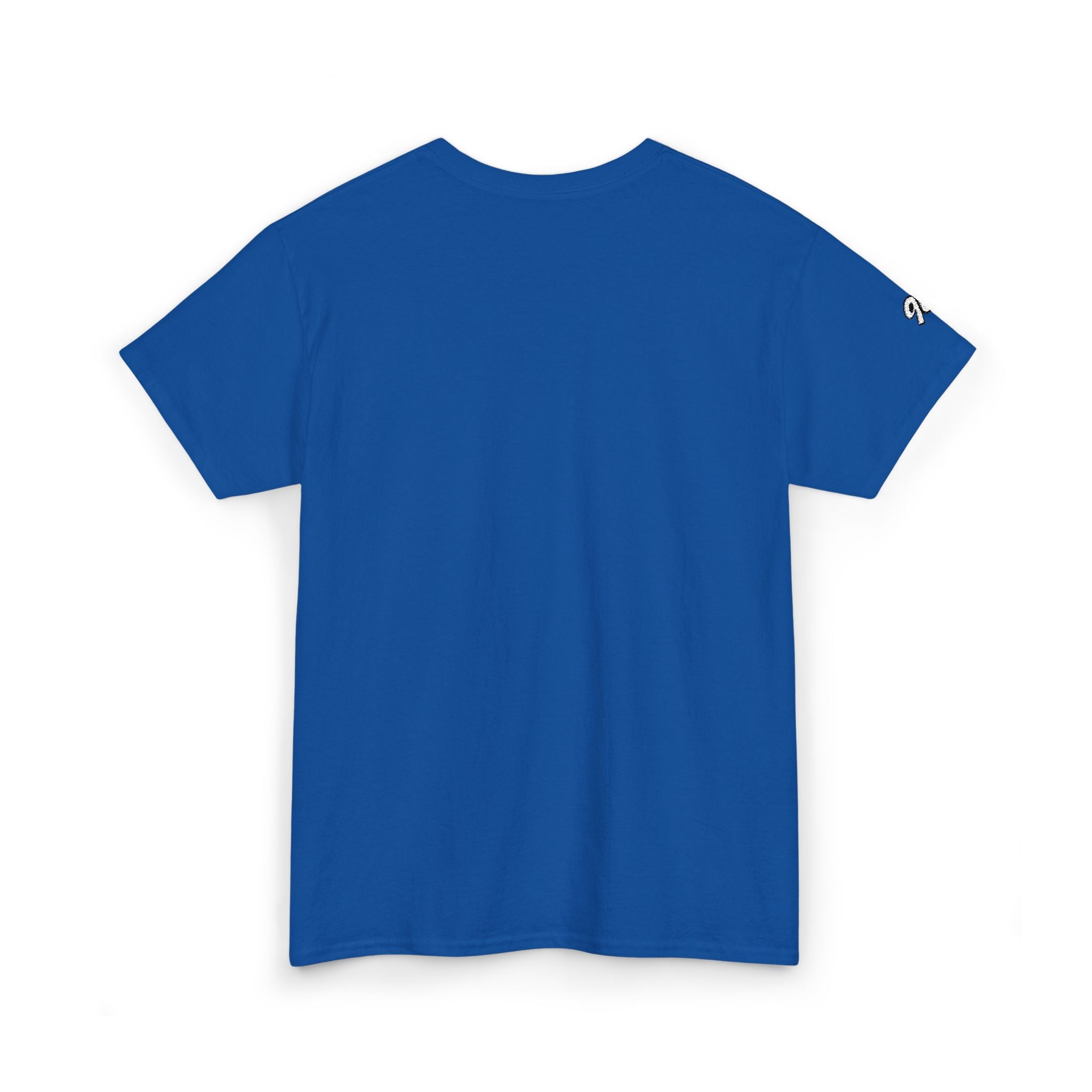 Minimalist Tiny Script Tee — Small Chest Text & Sleeve Logo Cotton T-Shirt