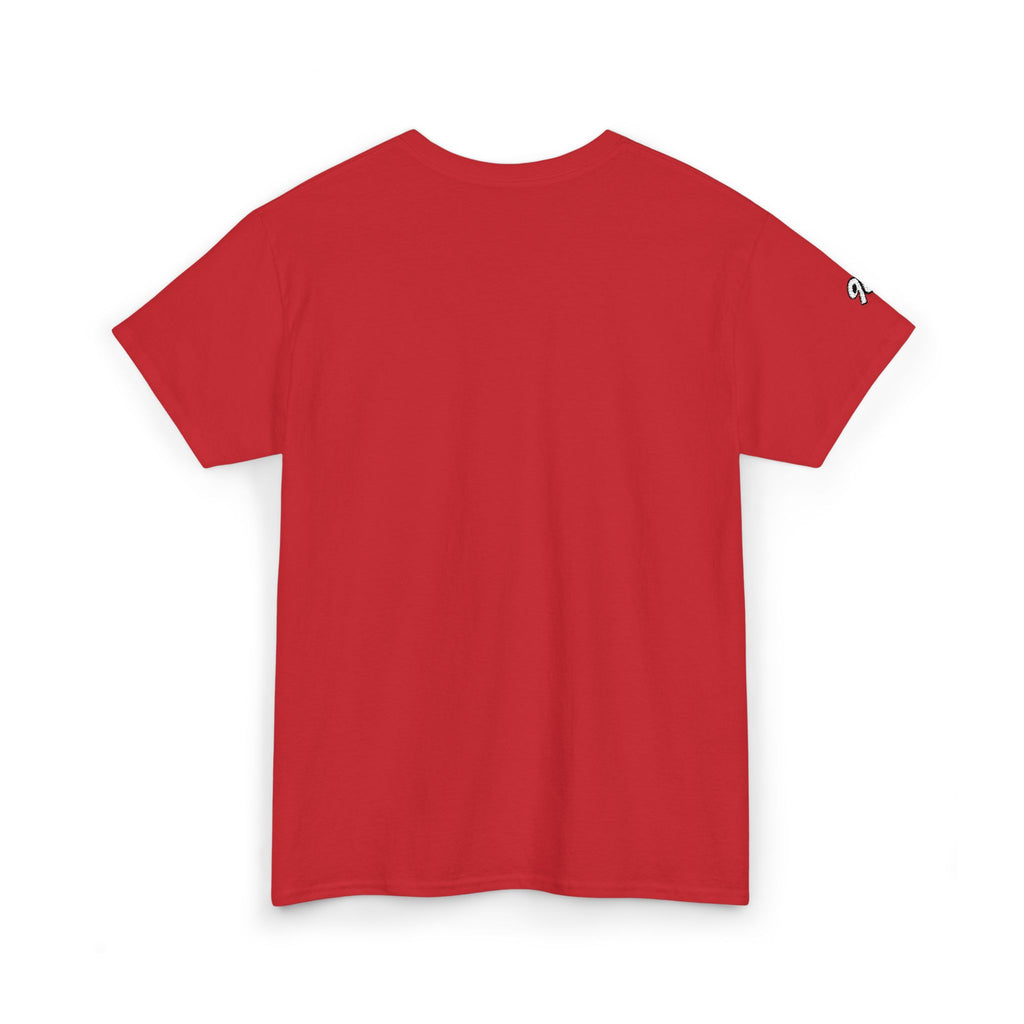Minimalist Tiny Script Tee — Small Chest Text & Sleeve Logo Cotton T-Shirt